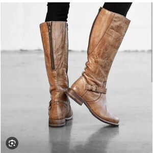 Bed stu tall brown leather riding boots new in box 6 m